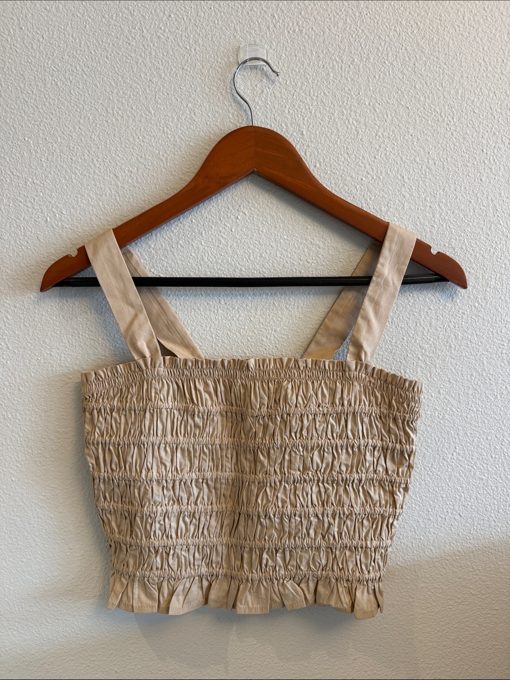 J.Crew Beige Smocked Crop Tank Top - Women’s [S]